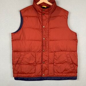 LL Bean Men's Feather Down Rust Puffer Vest Size XL (46-48) Hiking Camp Trail